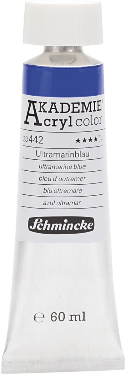 Schmincke AKADEMIE® Acryl color, semi-transparent, good fade resistant, 60 ml, ultramarine blue (442)