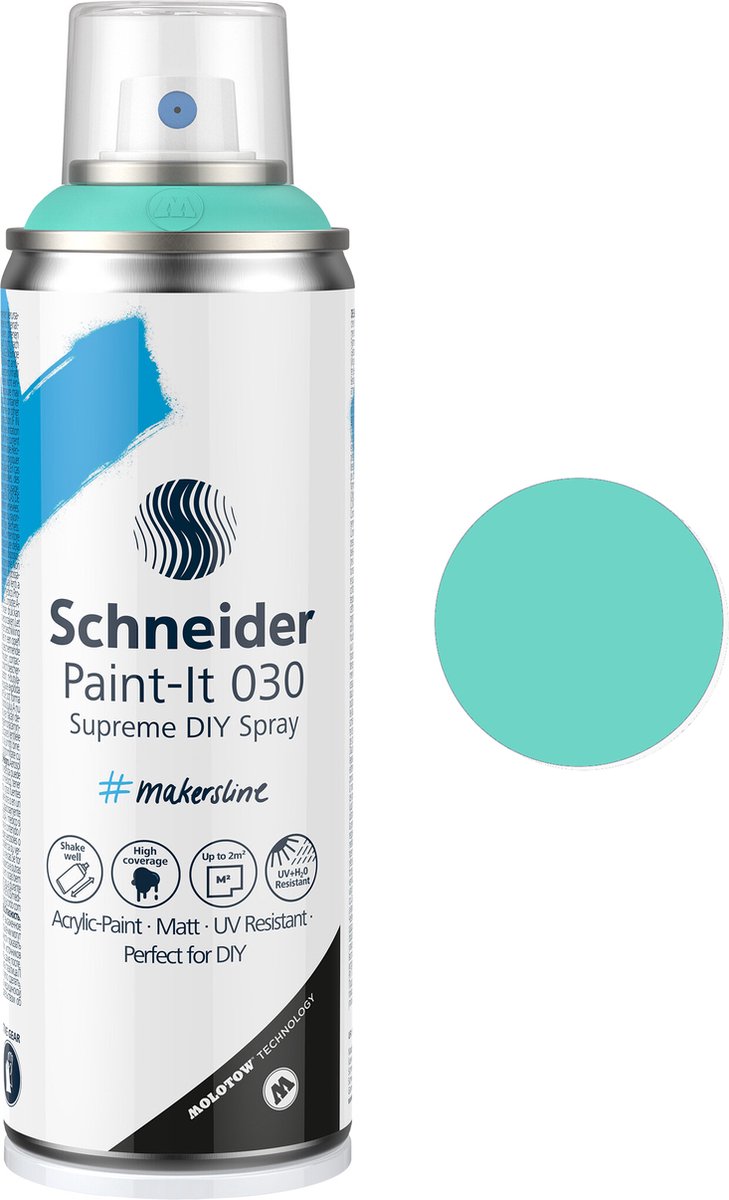 Schneider - Paint-it 030 - DIY - spuitverf - spuitbus verf - acrylverf - 200ml - turquoise