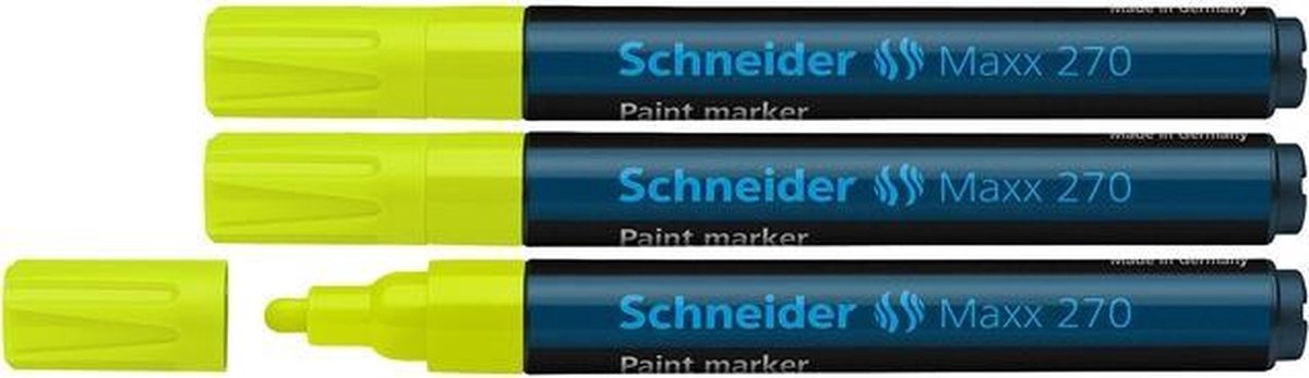 Schneider lakmarker - Maxx 270 - 1-3 mm - fluor geel - 3 stuks - S-127005-3