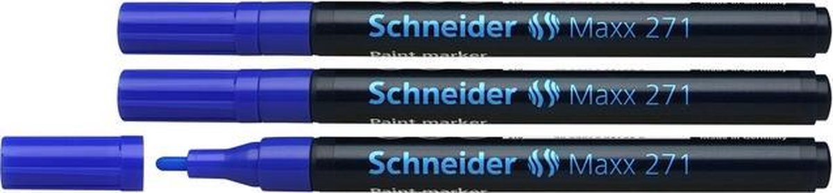 Schneider lakmarker - Maxx 271 - 1-2 mm - blauw - 3 stuks - S-127103-3