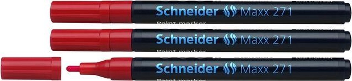 Schneider lakmarker - Maxx 271 - 1-2 mm - rood - 3 stuks - S-127102-3