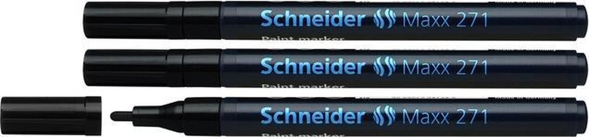 Schneider lakmarker - Maxx 271 - 1-2 mm - zwart - 3 stuks - S-127101-3