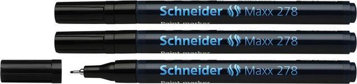 Schneider lakmarker - Maxx 278 - 0,8 mm - zwart - 3 stuks - S-127801-3