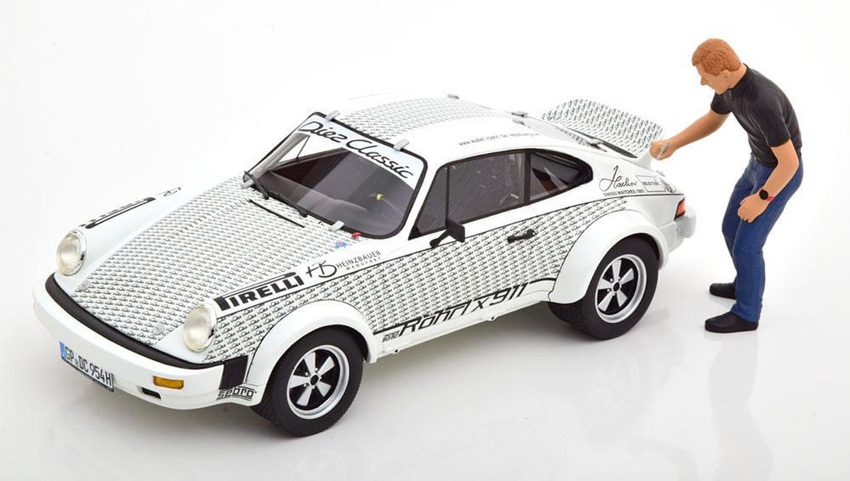 Porsche 911 Met Figuur Walter Röhrl x911 Wit / Zwart 1-18 Schuco Pro.18 Limited 911 Pieces