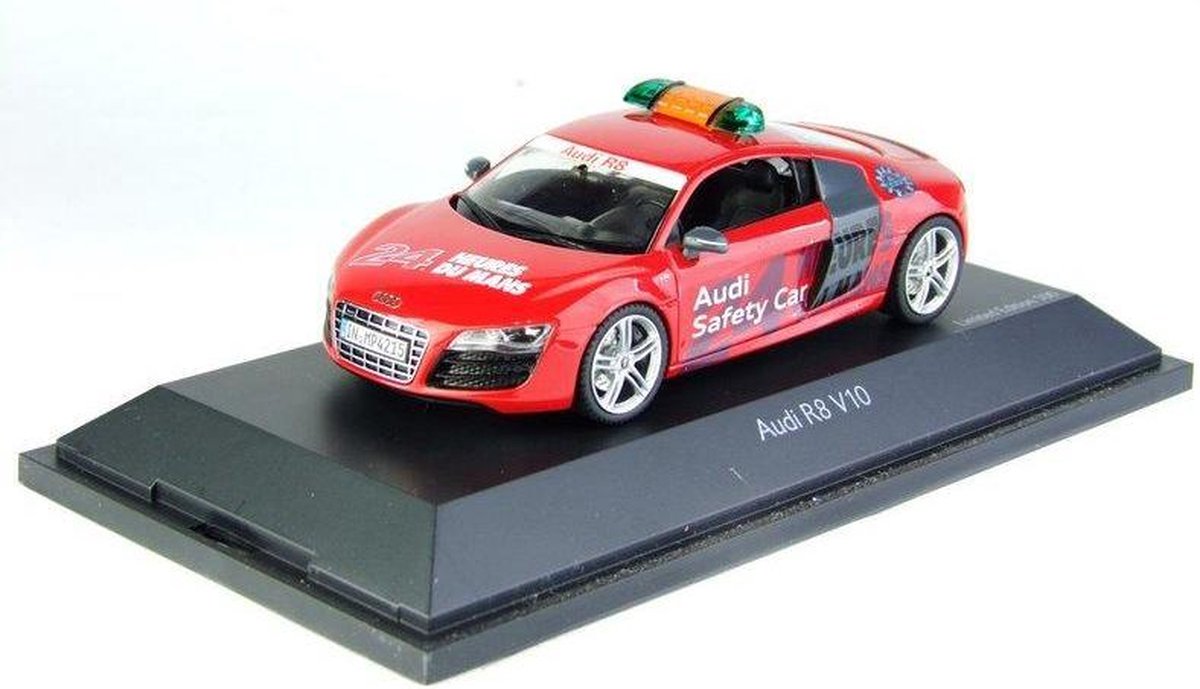 Audi R8 V10 - Safety Car Limited Edition 1/500 (Rood) (10 cm) 1/43 Schuco  - Modelauto - Schaalmodel - Model auto - Miniatuurautos - Miniatuur auto