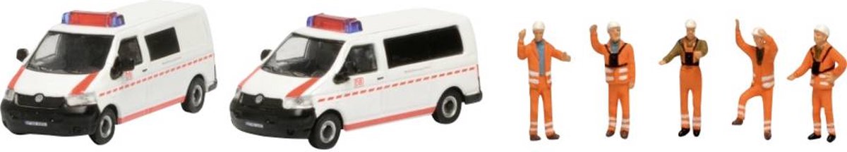 Schuco 452655500 H0 Volkswagen Set van 2 DB-nooddienstwagens VW T5 met figuren