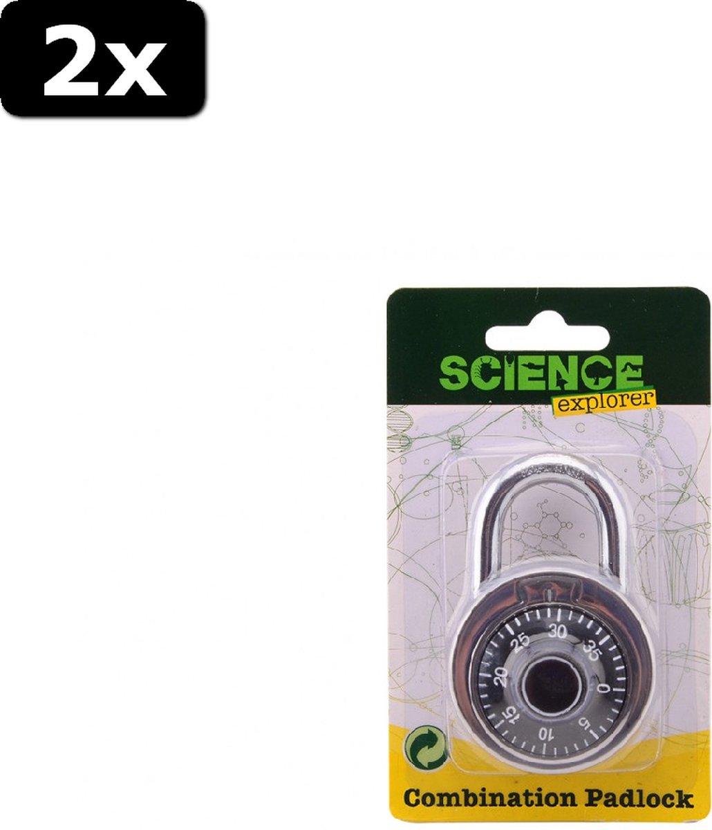 2x Science Explorer Hangslot met cijfercombinatie