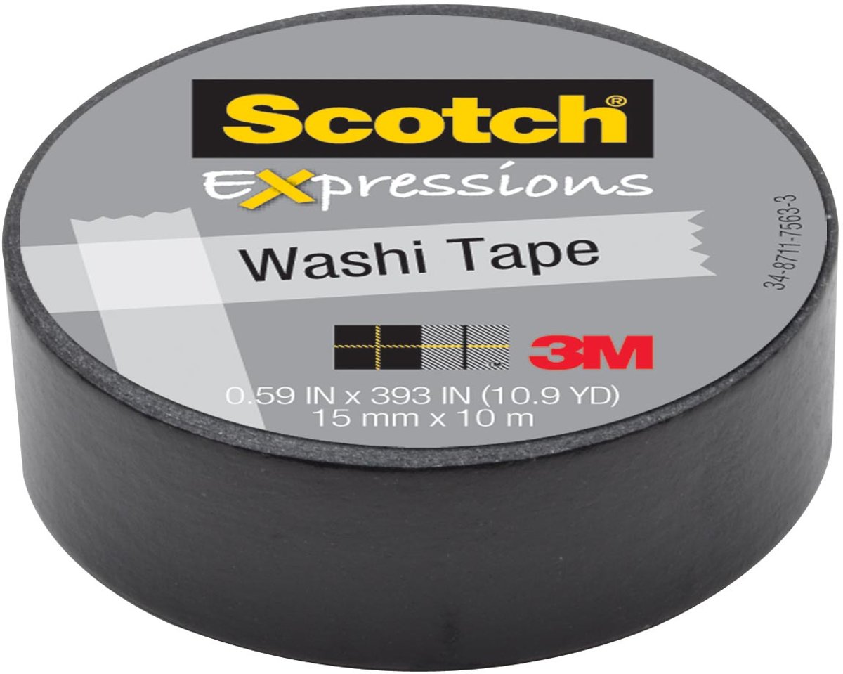 15x Scotch Expressions washi tape, 15mmx10 m, zwart