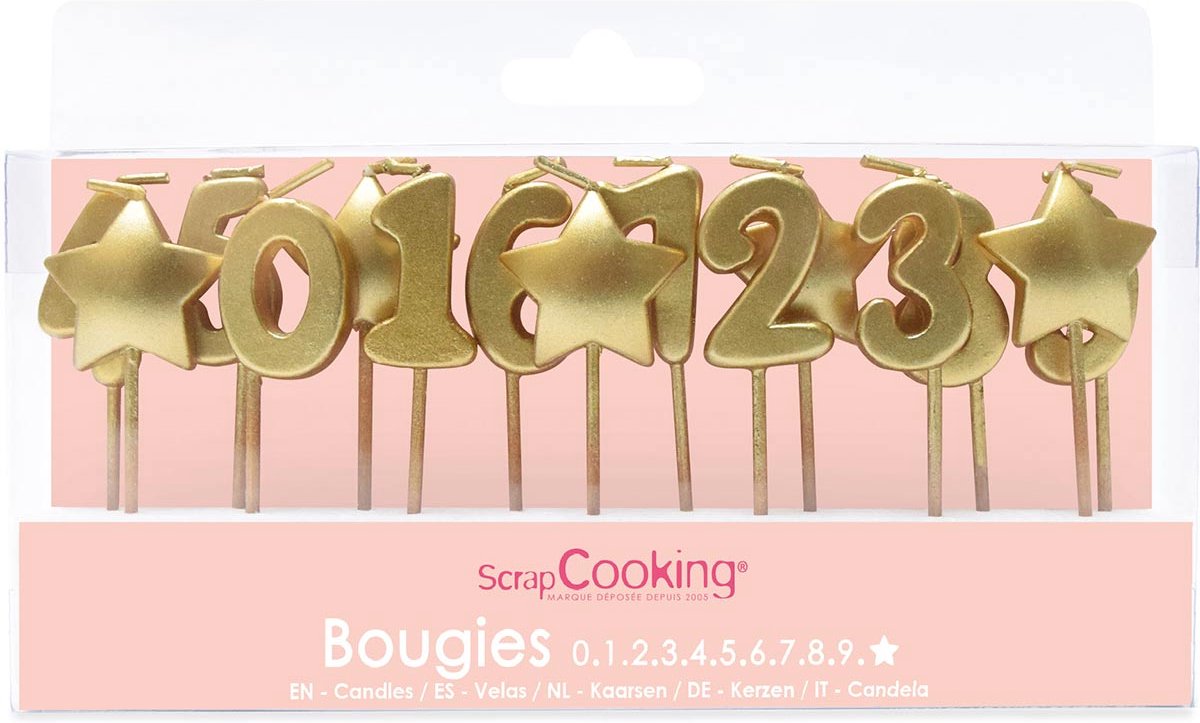 Scrapcooking - Gouden - Kaarsjes - pk/15 - 1 2 3 - stars