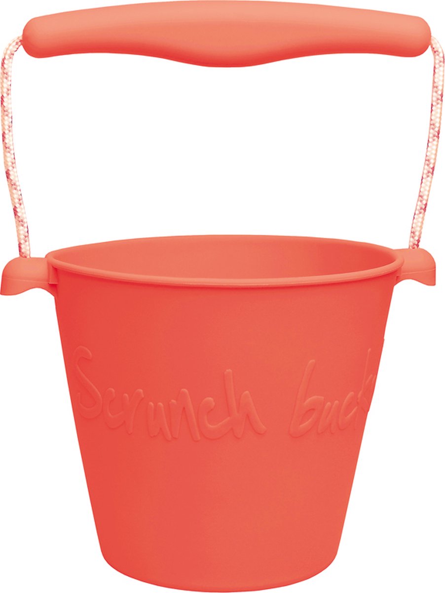  : EMMER koraal diam.15cm, 1.5l inhoud, handvaten met touw, opvouwbaar, 100% siliconen, recycleerbaar, 12m+