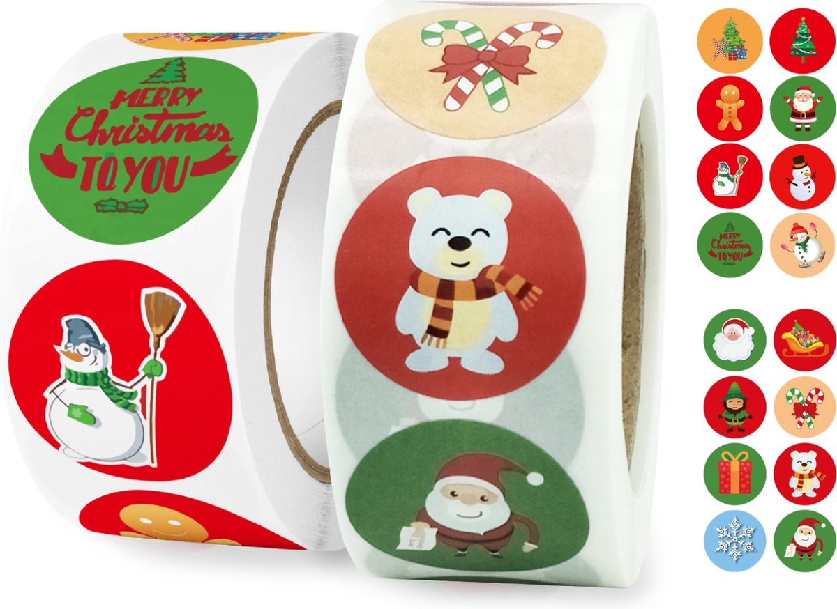  y Kerst Stickers - 1000Stuks - Kerstcadeau - Kerstversiering - Kerstkaarten - Kerstdecoratie