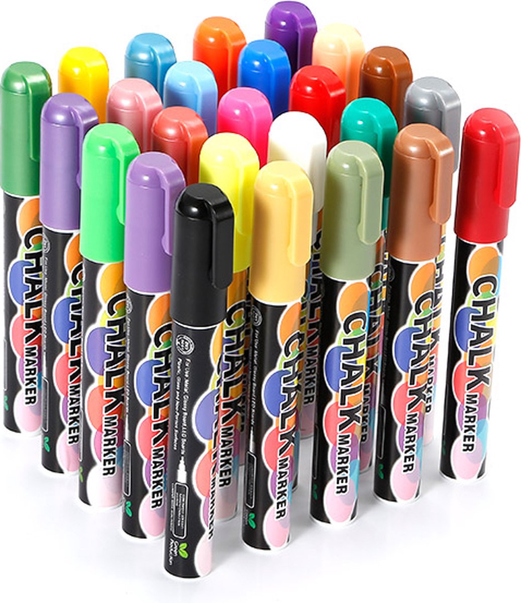 Seasony Raamstiften - 25 Stuks - Raamstiften Kinderen - Raamstiften Kerst - Raamstift - Krijtstiften Voor Raam - Whiteboard Stiften - Whiteboard Marker