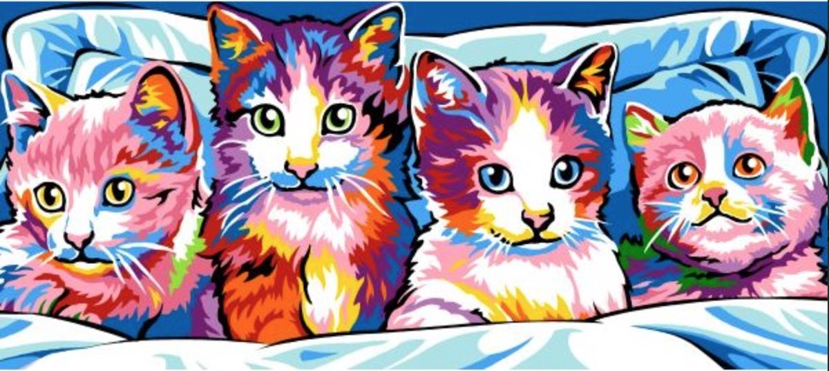 4 Poesjes - Les chats - Penelope - voorbedrukt - canvas -borduren - stramien - 934.01