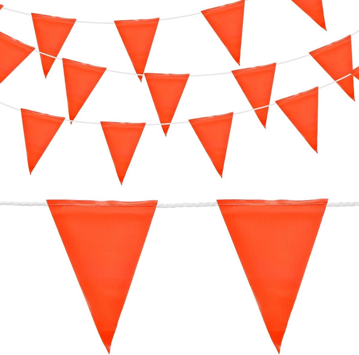  ® - Veiligheidsvlaggenslinger 32m met 45 Driehoekige Vlaggen - Oranje - Voor Binnen en Buiten