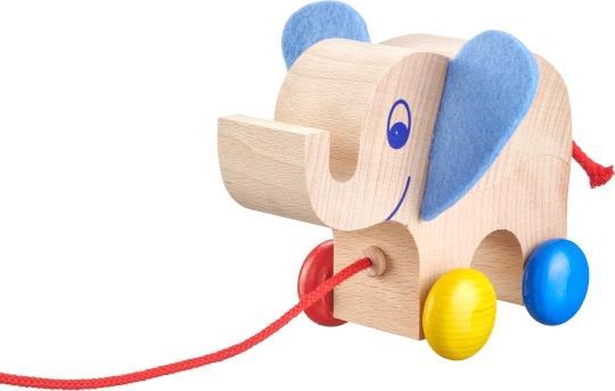 Selecta Spielzeug Trekfiguur Olifant Yambo Junior 13,5 Cm Hout Naturel