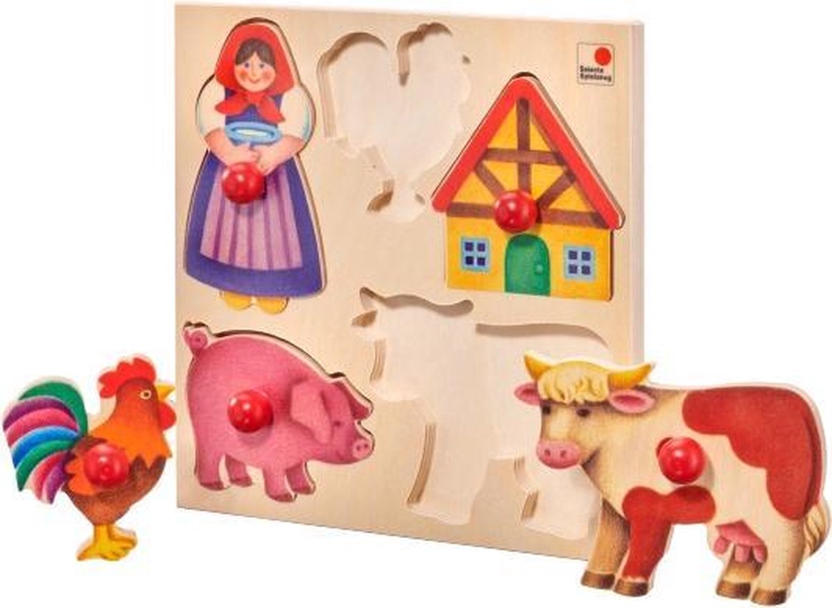 Selecta Spielzeug Vormenpuzzel Boerderij Junior 20 X 20 Cm Hout 6-delig