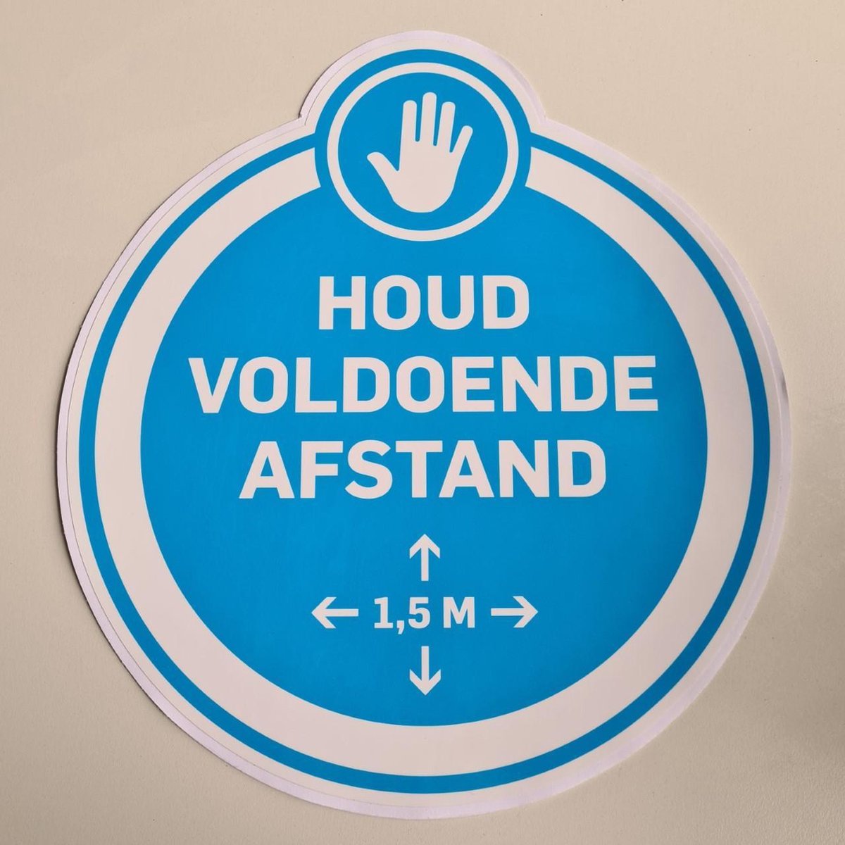 Pictogram Covid - Houd voldoende afstand 1,5m - diameter 31,5cm