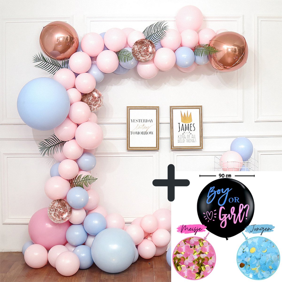 Sellaio Ballonnenboog – Gender Reveal set - Gender Reveal ballon - Ballonnen verjaardag – Versiering - Babyshower – Inclusief strip en pomp – Complete set – 49 Ballonnen Roze Blauw