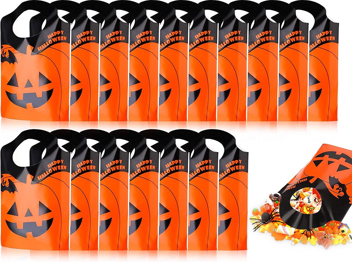 Halloween Snoepzakjes, 50pcs Halloween Pompoen Snoepzakjes, Traktatiezakjes, Zakjessnoep Papieren Zakjes voor Kinderen, Geschenkzakjes Halloween Feestgunsten Zakken voor Halloween Decoratie