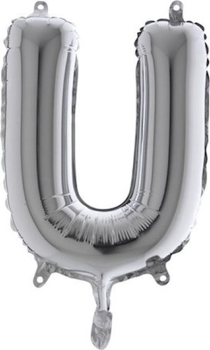 Grabo balloon - Folieballon - Letter U - Zilver - 35cm