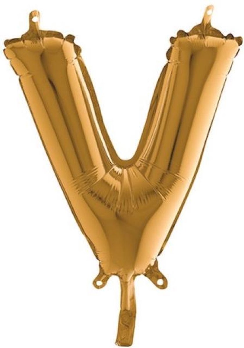 Grabo balloon - Folieballon - Letter V - Goud - 35cm