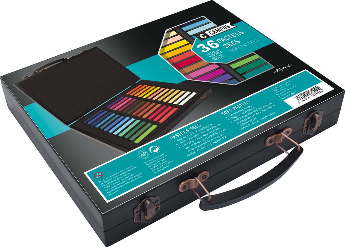 Houten kist   Campus Soft Pastels 36 stuks