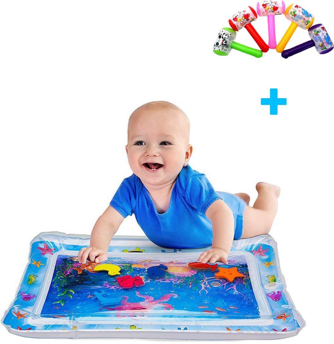 Waterspeelmat + GRATIS Opblaashamer - Babygym - Opblaasbare Watermat - Tummy Time - Kraamcadeau