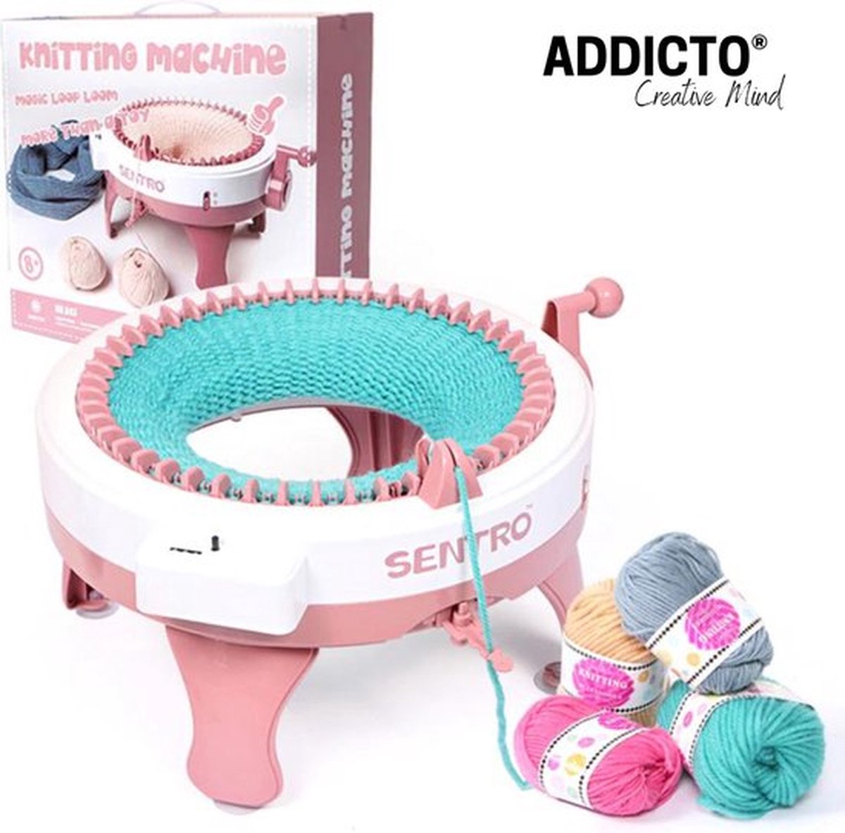 Sentro® - Breimolen - Breipakket - 48 Naalden - Knitting machine - Breimachine voor Volwassenen en Kinderen - Breimolen XL - Hobby - Roze - Vermaak -