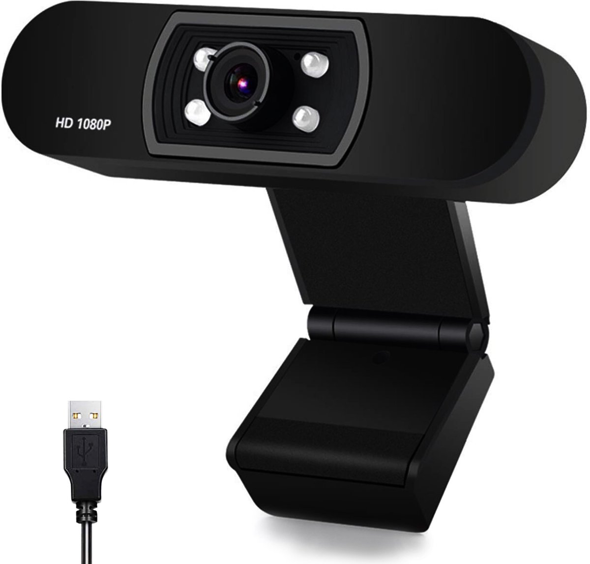 Webcam - Full HD 1080P - Noise Isolating Microfoon - Webcam voor PC of Laptop met USB - Geschikt voor Windows en Mac