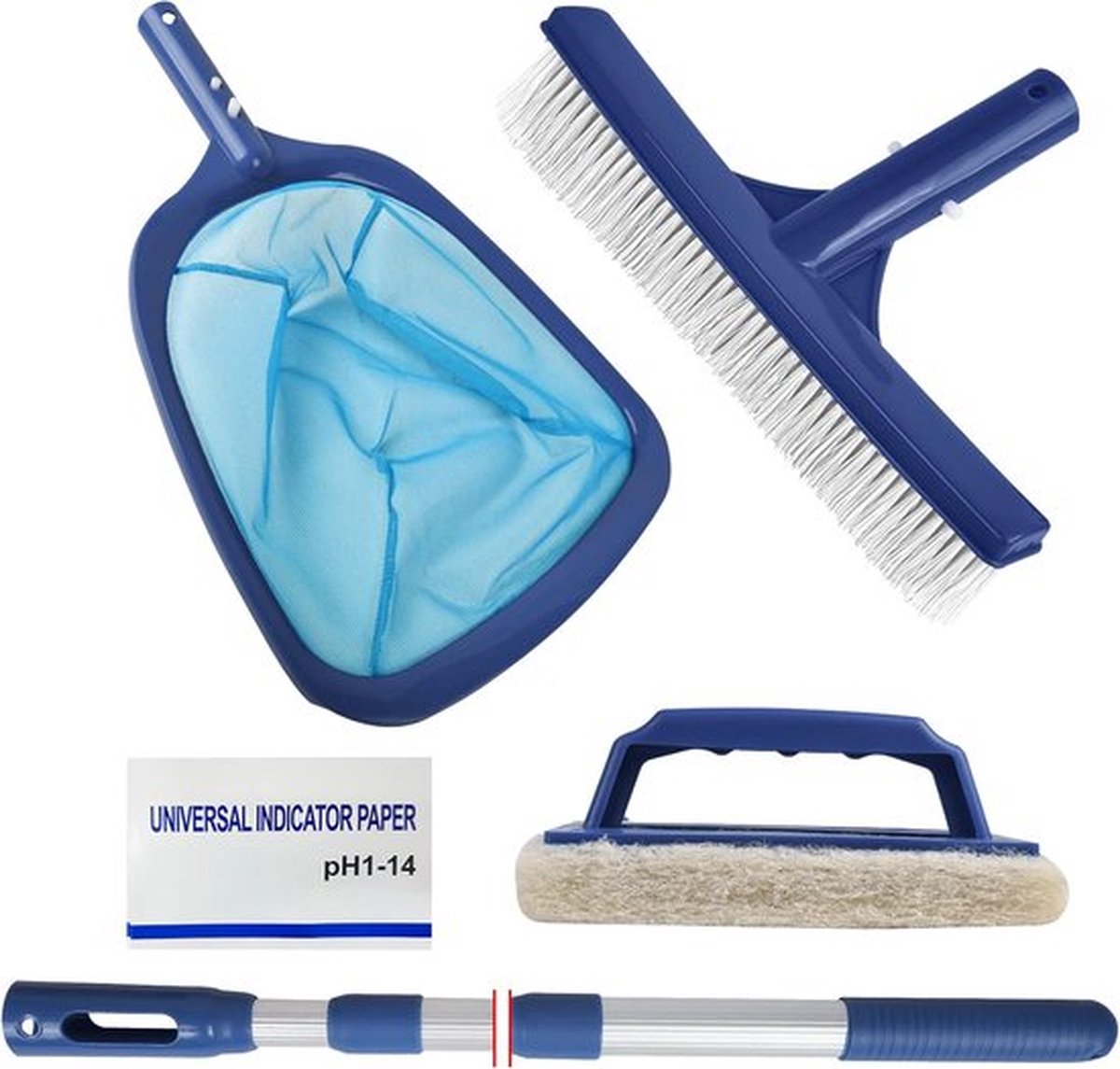 AMFUN Hot Tub Reinigingsset Accessoires, Zwembad Skimmer Net met 3-Sectie Verstelbare 35Inch Aluminium Telescopische Pole, Scrubber Borstel, Sponsborstel, PH Test Paper, voor het reinigen van tuinvijver Merk: AMFUN