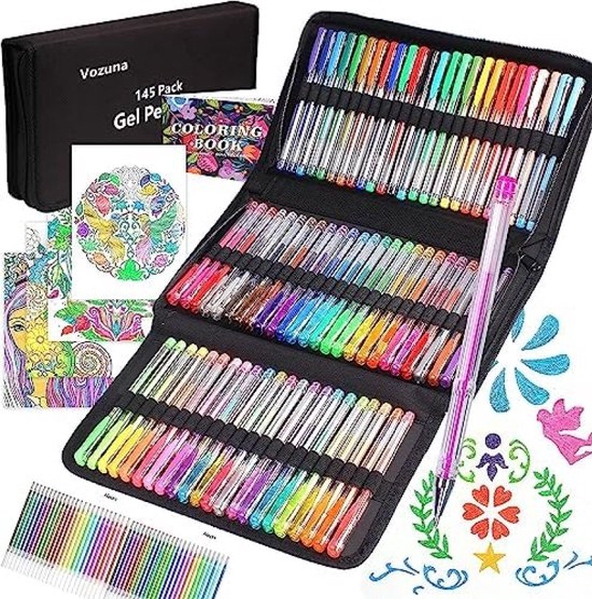 Gelpen Set 72 Unieke Kleuren & 72 Vullingen met 1 Kleurboek voor Kinderen Volwassen Kleurboeken Tekenen Doodling Ambachten Scrapbooking