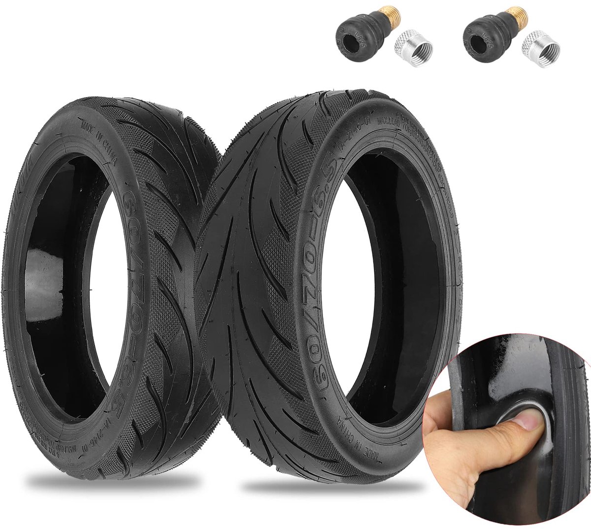 MotuTech Zelfherstellende tubeless banden met ventiel 60/70-6.5 voor SEGWAY Ninebot G30 max elektrische scooter achter vooraan antislip banden dampen zonder slang (2 stuks)