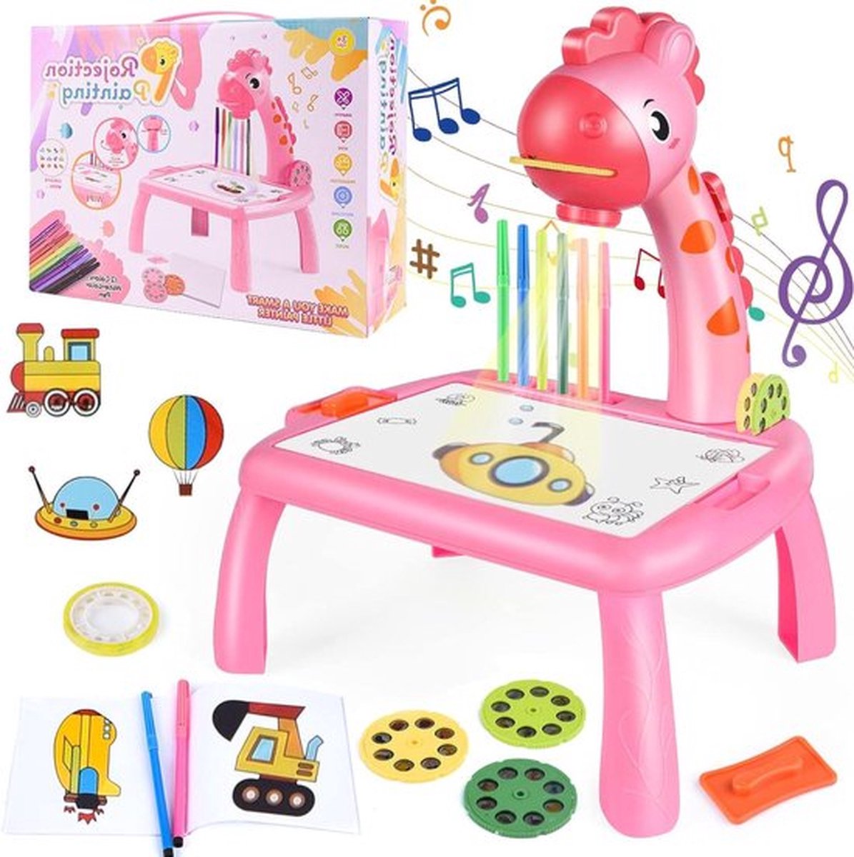 Projectie tekenbord voor kinderen - kindertafel tafelblad smart projector - schilderset trace and draw - speelgoed leren speelgoed  