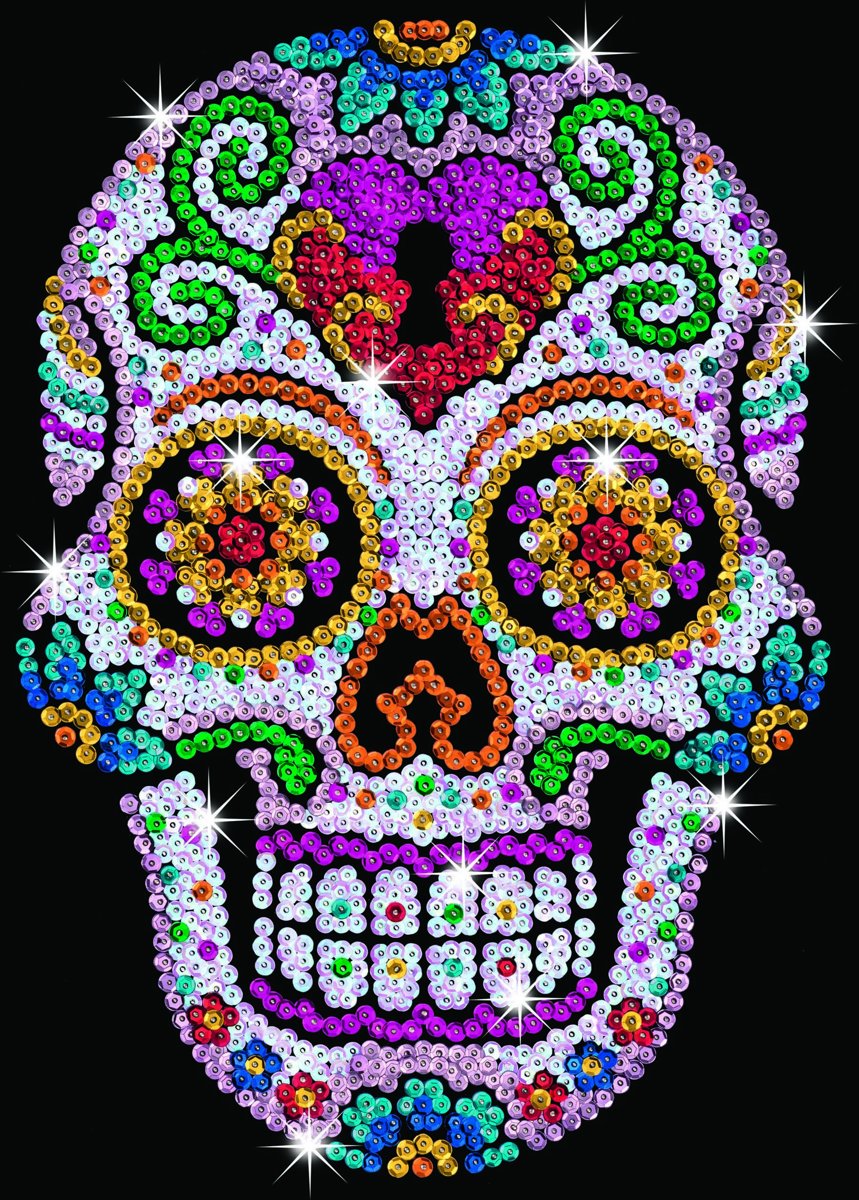 Sequin Art Tiener Pailletten Kunstwerk set Sugar Skull Glitter Schedel