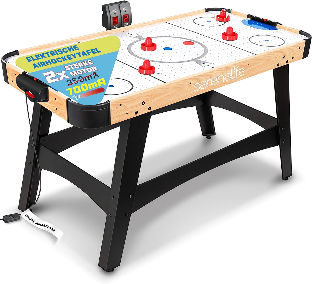  -  Hockeytafel met 2X Sterkere Motor -Digitale LED Scorebord - Puckhouder en Complete Accessoires