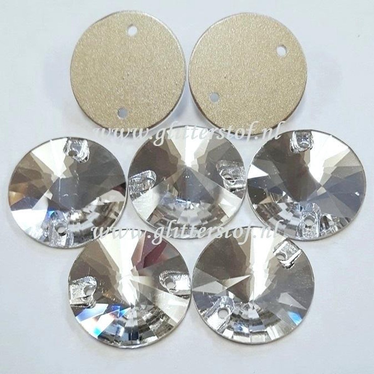 Opnaai Glitter steentjes, Rond Crystal, Round Crystal Sew on Stone, Flatback Rhinestones Rivioli Strass ( 10 mm) 72st