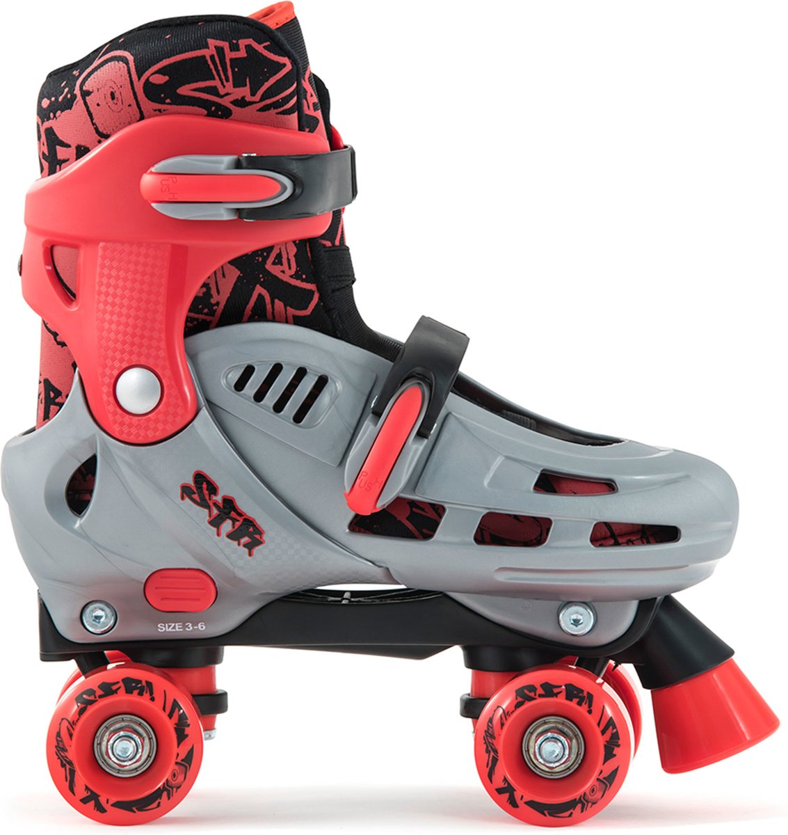 SFR Hurricane Verstelbare Rolschaats Junior  Inlineskates - Maat 30-34 - Unisex - rood/zwart/zilver Maat 30.5-34