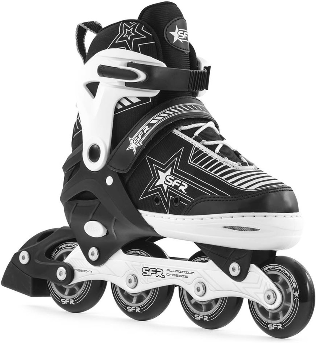 SFR Pulsar Verstelbare Inline Skate Junior Inlineskates - Maat 35-40 - Unisex - zwart/wit/zilver Maat 35.5-39.5