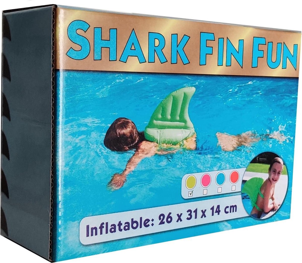 opblaasbare-haaienvin, groen , 26x31x14cm, voor kinderen +36 maanden, in zwembad en zee/ zwemmen/ strand/ shark fin-fun