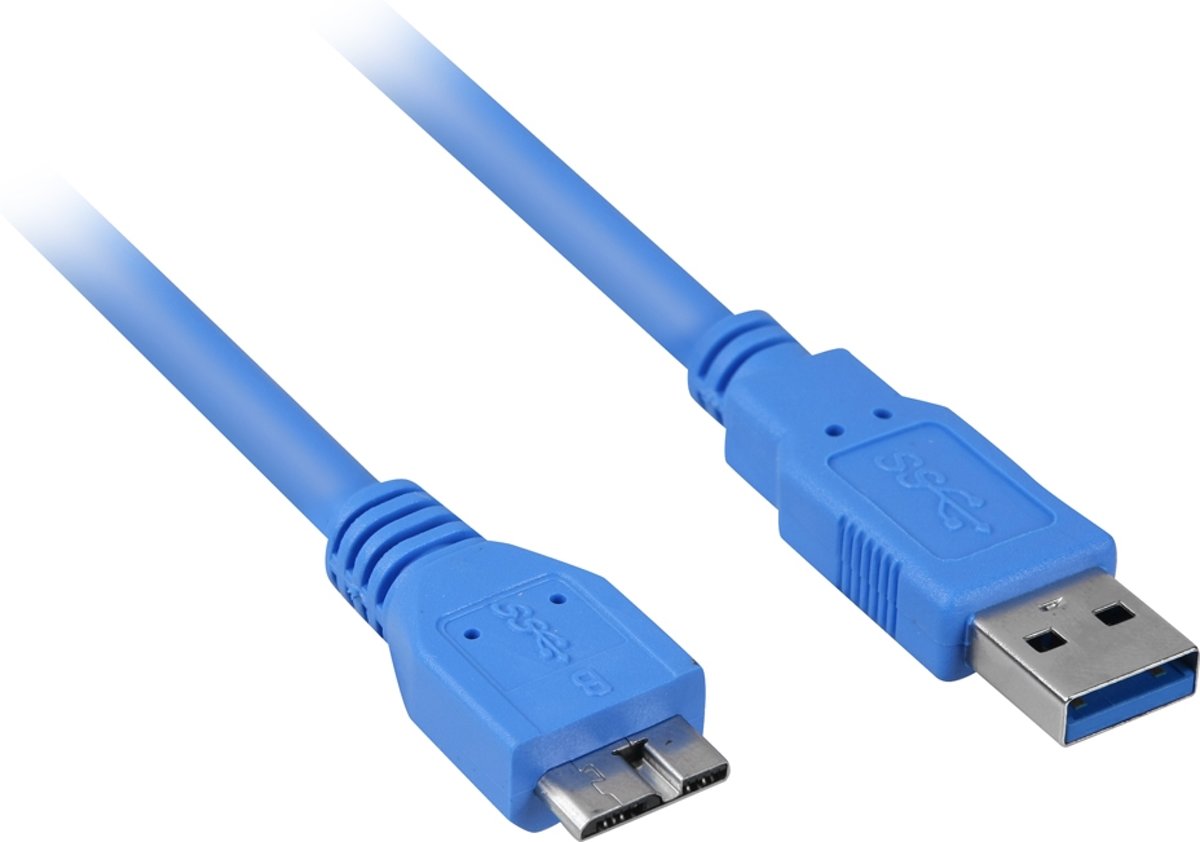 Sharkoon micro USB3.0 1m Mannelijk Mannelijk Blauw USB-kabel