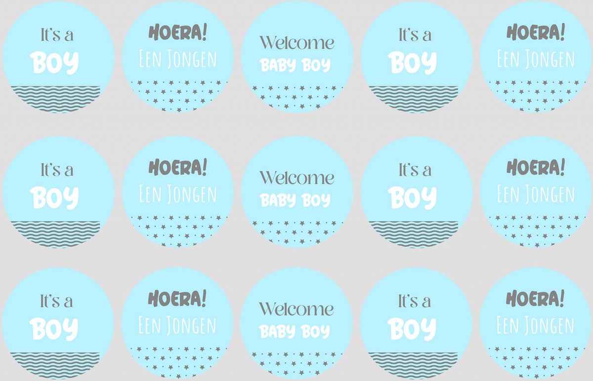 Geboorte stickers Jongen - Its a boy - Uitdeelsticker - traktatie sticker - babyshower stickers - gender reveal party stickers - babysticker - bedankt stickers 30 stuks A5