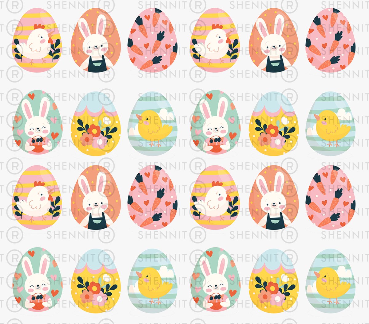 Paas stickers schattige konijntjes en kuikens - paas stickers - paas brieven - paas decoratoie stickers - scrapbook en laptop stickers - agenda stickers 2x