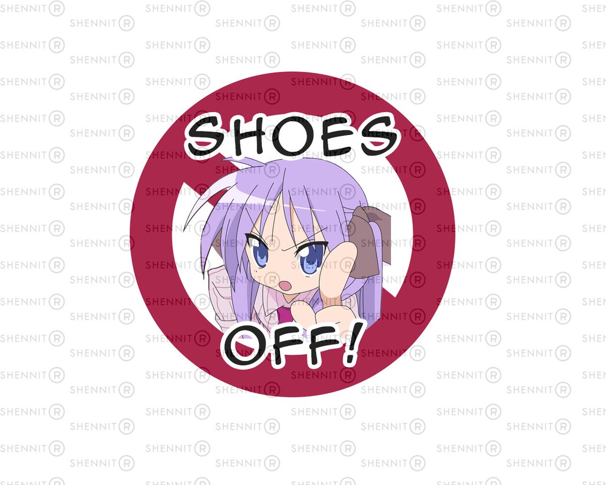 Schoenen uit aub stickers - Shoes off sticker - voordeur sticker - sticker voor huis - 4x 10x10cm - Anime girl sticker - Anime angry girl sticker - school sticker