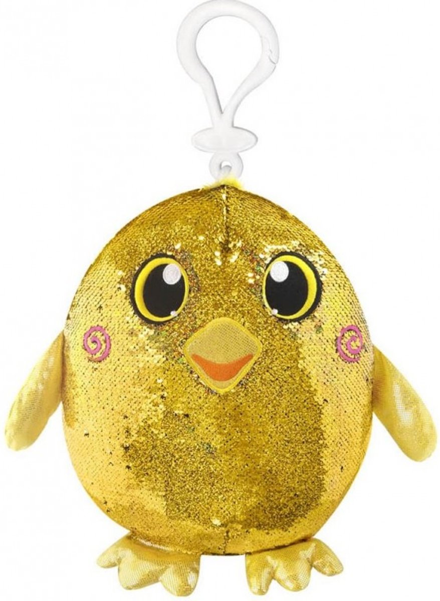 Shimmeez Clip On Chicken - Kip 10cm met omkeerbare glitter pailletten