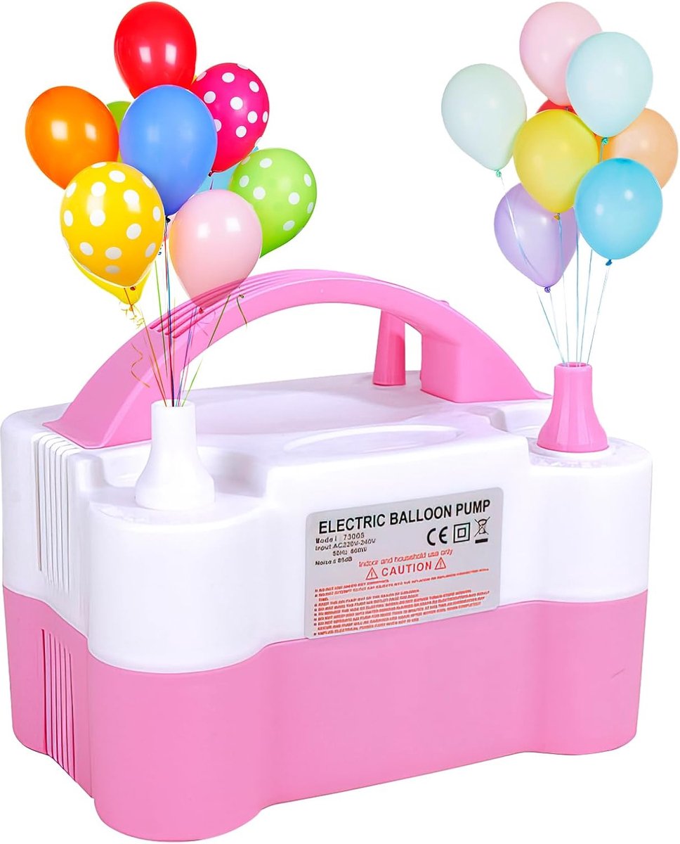 Elektrische Ballonnenpomp - Luchtballonnen Pomp met 2 + 2 Spuitmonden - Draagbare Elektrische Luchtpomp voor Verjaardag, Bruiloft, Kerst, Feestdecoratie - 220 V, 600 W