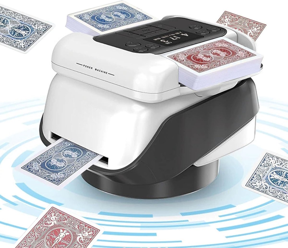 Kaartenschudder 2-in-1 met Kaartverdeler - Automatische Kaartenmixer - 360° Deler - Meerdere Spelmodi - Elektrische Kaarten Schudmachine - Poker - UNO - Texas Hold’em - Blackjack - Skip-Bo - Phase 10