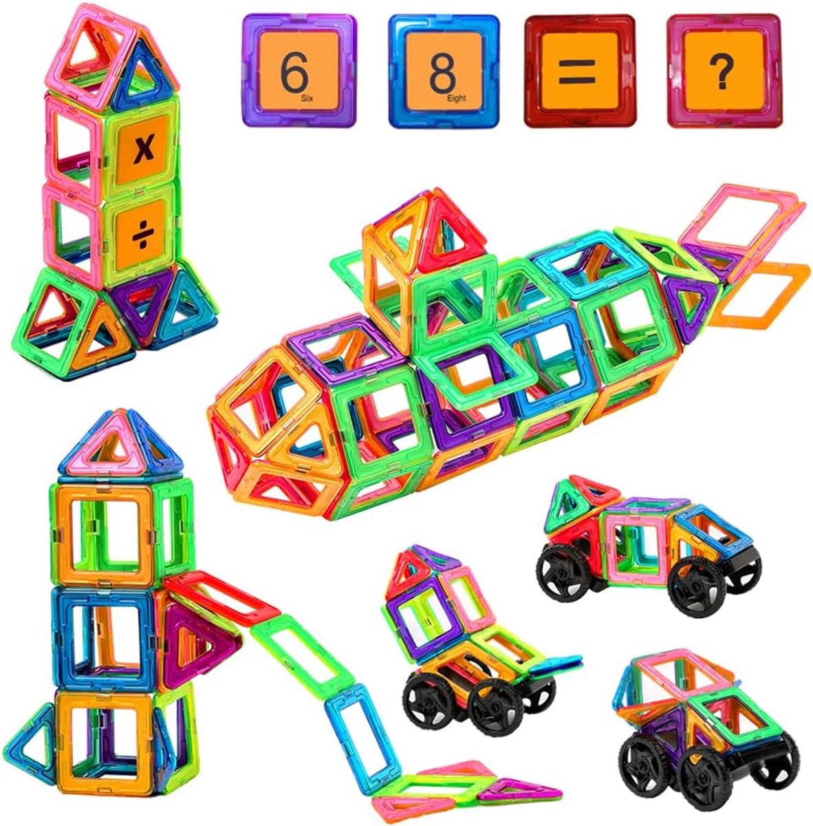 Magnetisch Speelgoed Bouwset met 68 Stuks - Magnetische Bouwblokken voor Kinderen - Educatief Montessori Speelgoed - Kleurrijke Magneten - Creatief STEM Speelgoed - 3D Constructie Blokken - Cadeau voor Jongens en Meisjes