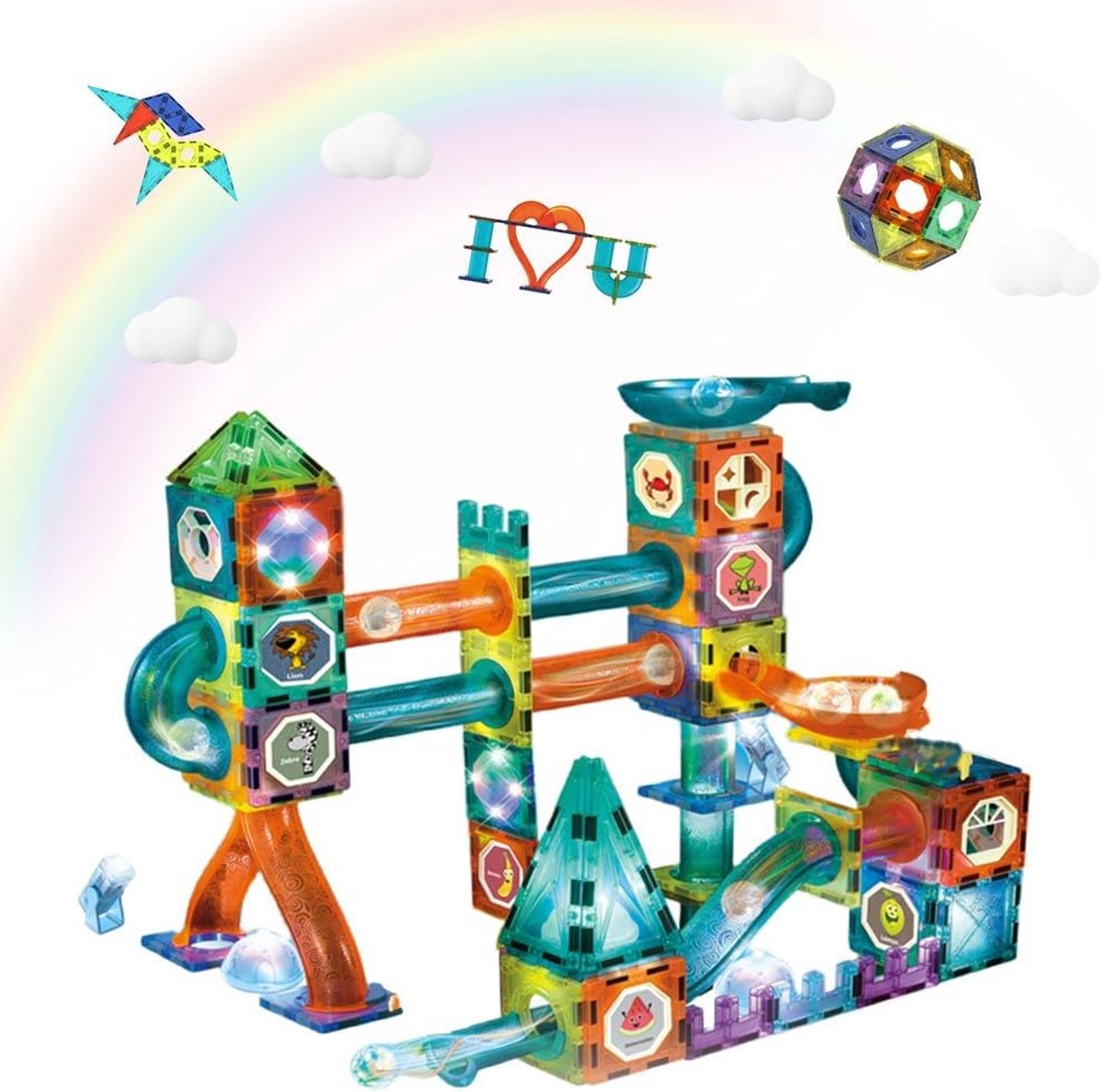 Magnetische Bouwblokken Set - 110 Stuks - 3D Educatief Constructiespeelgoed - Magnetisch Speelgoed voor Kinderen - Montessori Bouwspeelgoed - Educatieve Spelletjes - Cadeau voor Jongens en Meisjes 3-8 Jaar