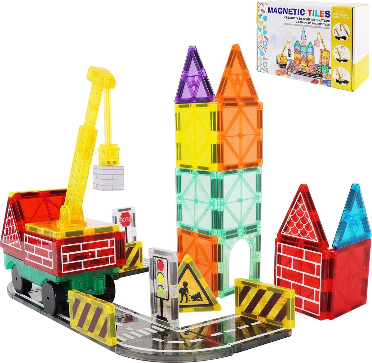 Magnetische Bouwblokken Set - 40 Stuks Magnetische Tegels met Straatpatronen - Constructiespeelgoed voor Kinderen - Magnetisch Speelgoed Jongens en Meisjes - Educatief Bouwspel vanaf 3 Jaar - STEM Cadeau voor Verjaardag of Feestdag