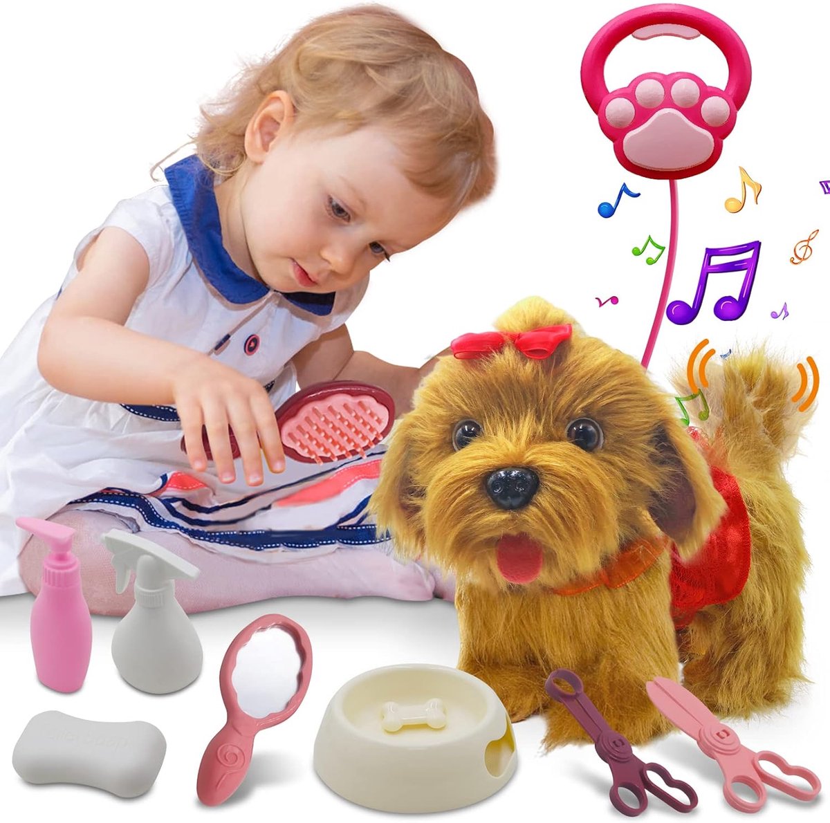 Pluche Puppy Speelgoed - Elektronisch Hond Speelgoed voor Kinderen - Interactief Speelgoed met Lopen, Blaffen, Staartbeweging en Praatfunctie - Schattig Pluche Hond Speelgoed - Zacht Cadeau